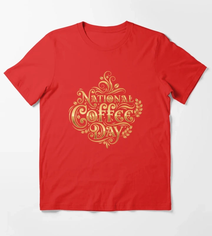 National Coffee Day Celebration Design T-Shirt Red