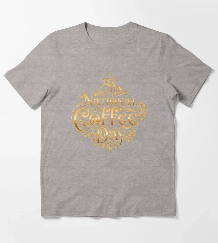 National Coffee Day Celebration Design T-Shirt Heather Grey