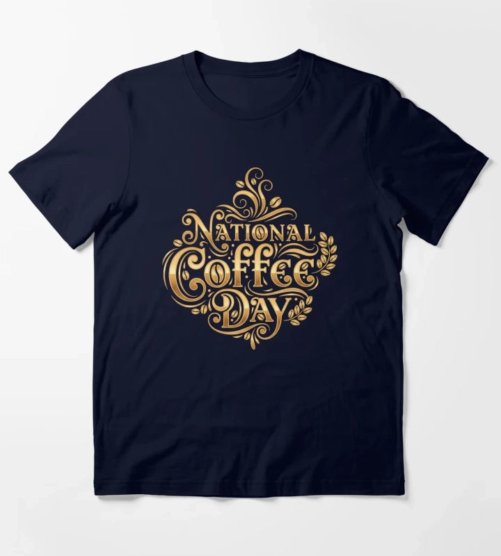 National Coffee Day Celebration Design T-Shirt Navy