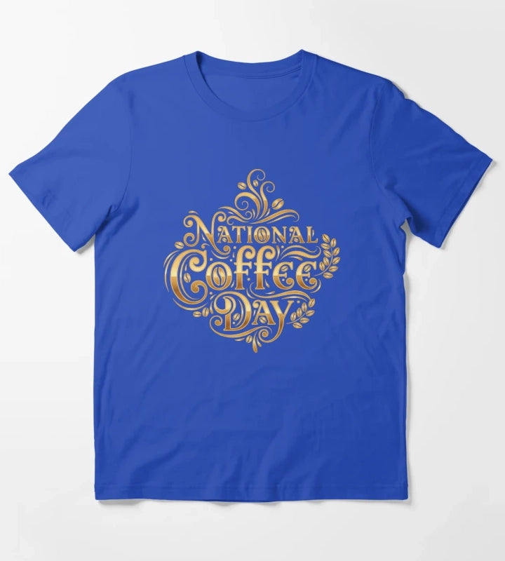 National Coffee Day Celebration Design T-Shirt Blue
