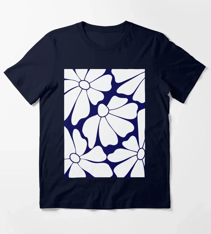 Navy Blue Daisy Pattern T-Shirt Navy