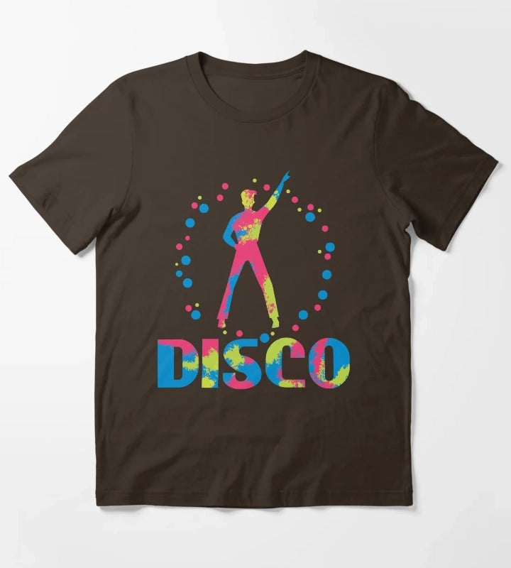 Neon 70s Disco Dance Party T-Shirt Brown
