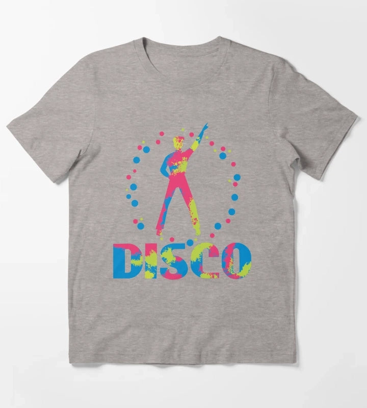 Neon 70s Disco Dance Party T-Shirt Heather Grey