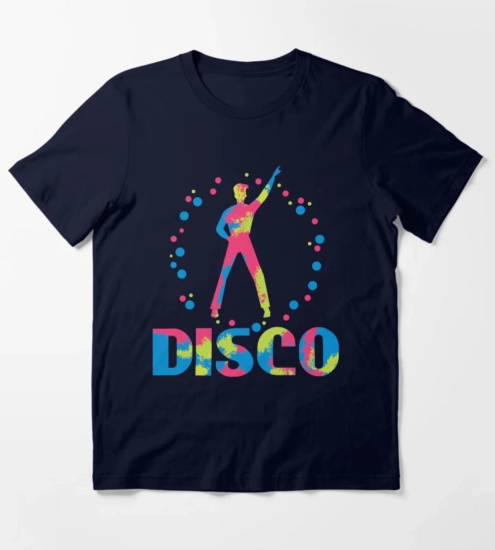 Neon 70s Disco Dance Party T-Shirt Navy