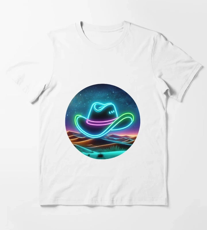 Neon Cowboy Hat T-Shirt White