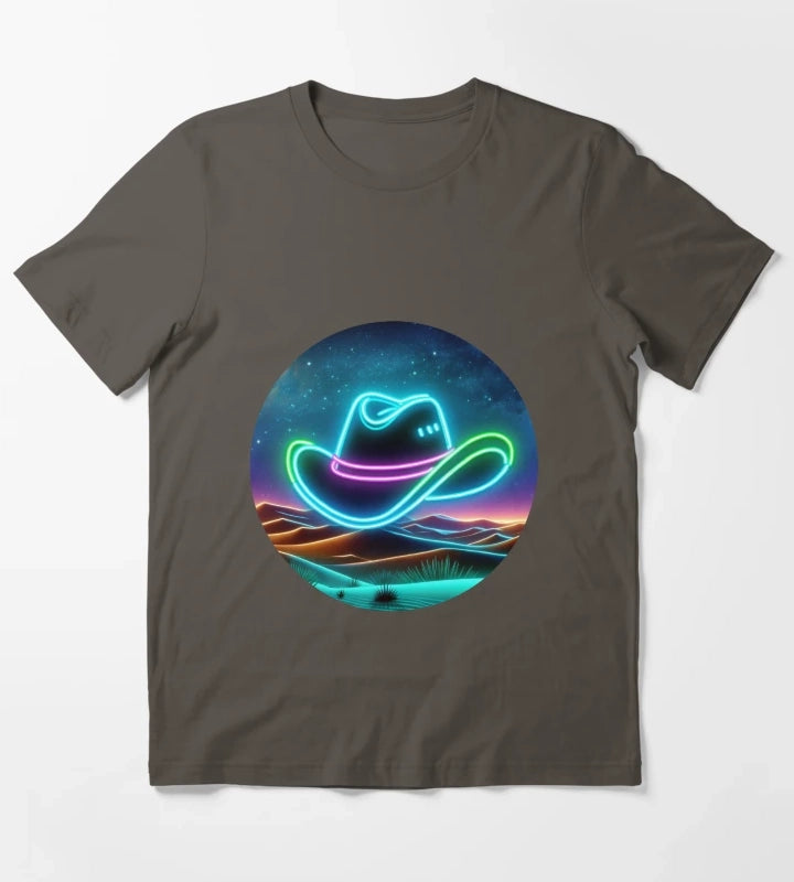 Neon Cowboy Hat T-Shirt Dark Grey
