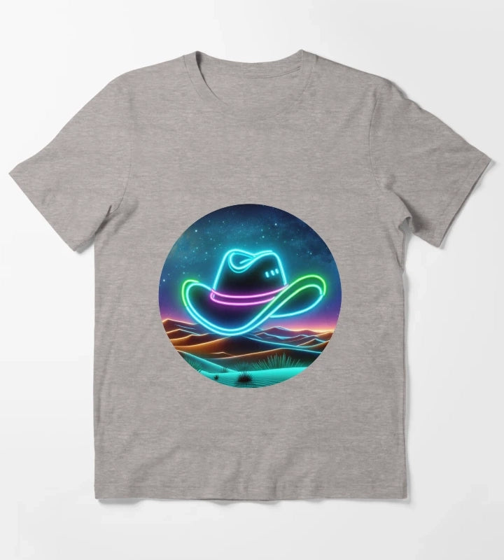 Neon Cowboy Hat T-Shirt Heather Grey