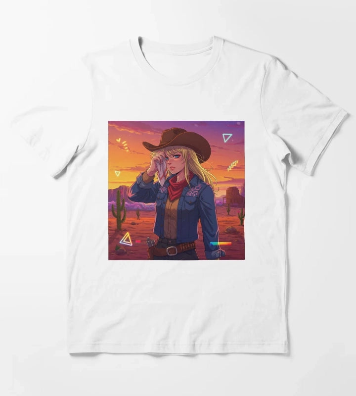 Neon Cowgirl Desert Dreams under the scorching heat T-Shirt White