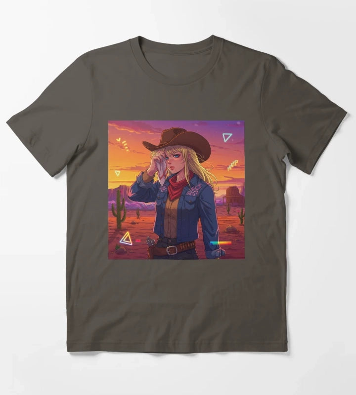 Neon Cowgirl Desert Dreams under the scorching heat T-Shirt Dark Grey