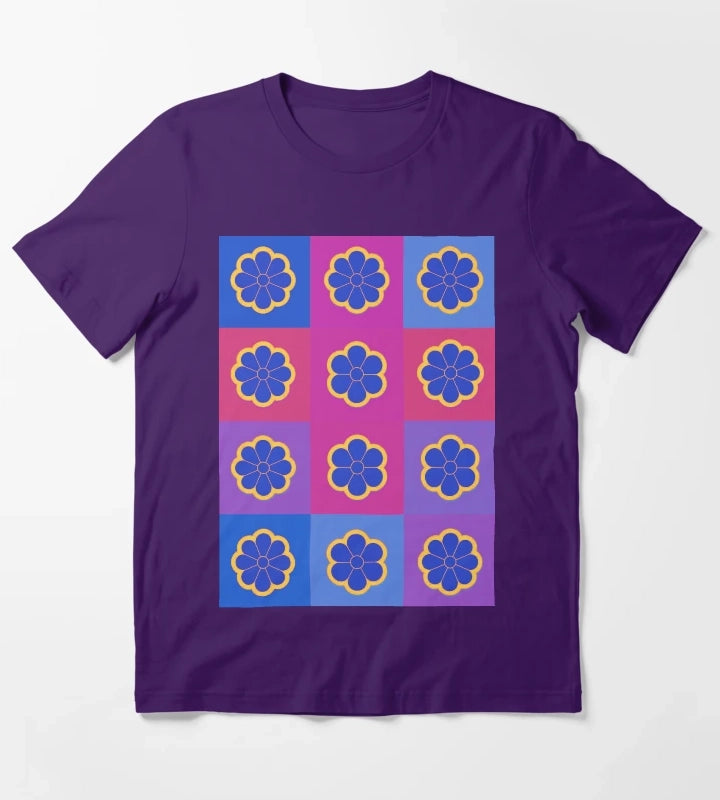 Neon Daisies on pink T-Shirt Purple