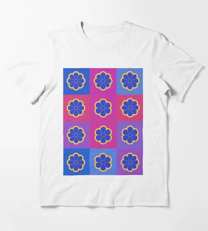 Neon Daisies on pink T-Shirt White