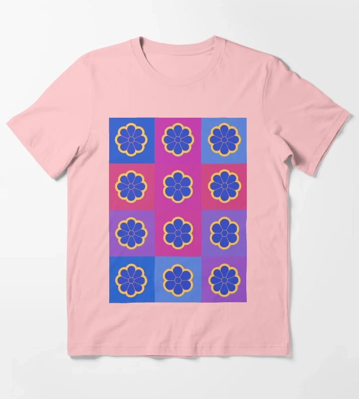 Neon Daisies on pink T-Shirt Dark Grey