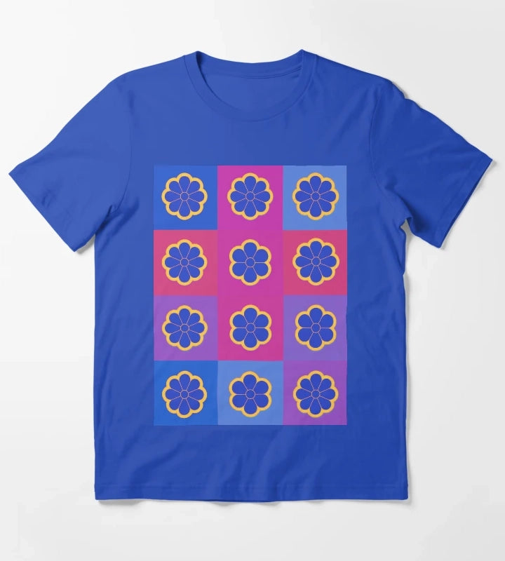 Neon Daisies on pink T-Shirt Blue