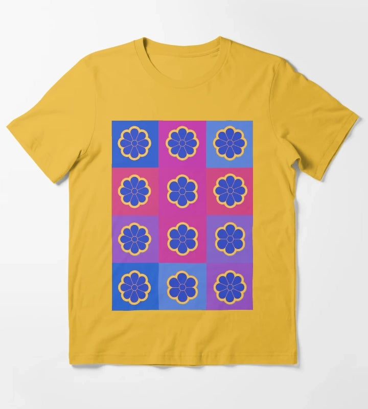 Neon Daisies on pink T-Shirt Yellow