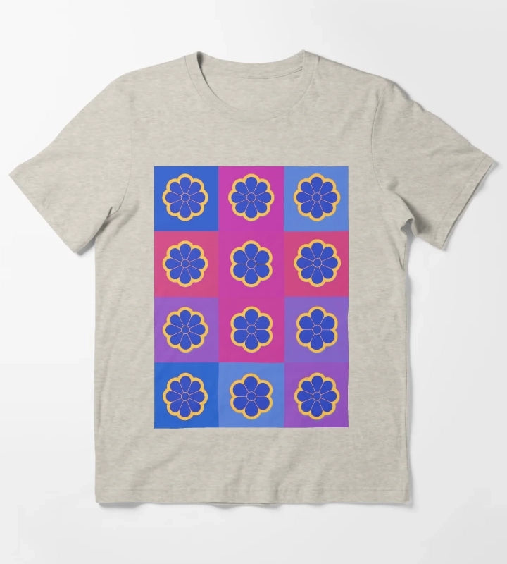 Neon Daisies on pink T-Shirt Cream