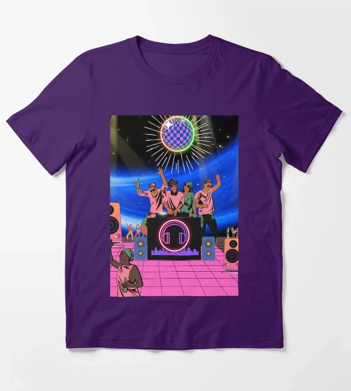 Neon Disco DJ Nightscape T-Shirt Purple