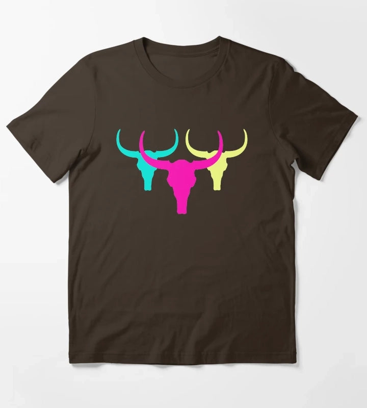 Neon Rancho Pattern T-Shirt Brown