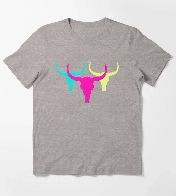 Neon Rancho Pattern T-Shirt Heather Grey