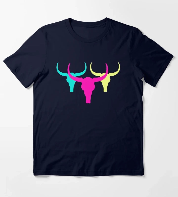 Neon Rancho Pattern T-Shirt Navy