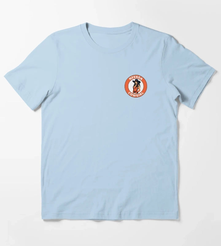 Nevada Cowgirl transparent logo design T-Shirt Sky Blue