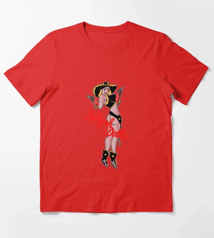 New York Dolls Cowgirl Shirt Sticker Hoodie Mask T-Shirt Red