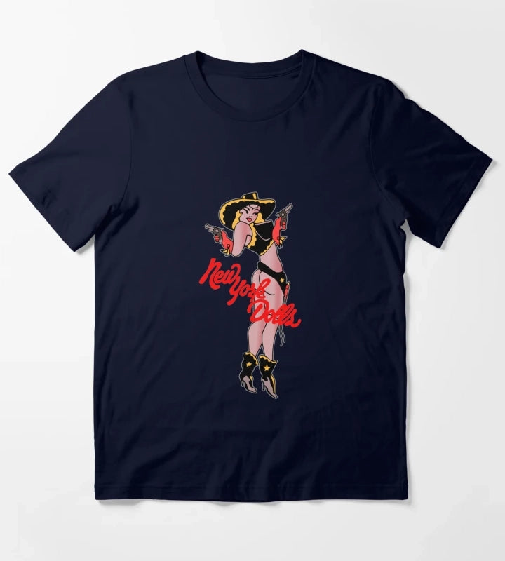 New York Dolls Cowgirl Shirt Sticker Hoodie Mask T-Shirt Navy