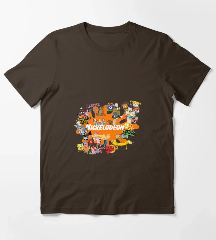 Nickelodeon 1990s kids cartoon TV programme mashup T-Shirt Brown