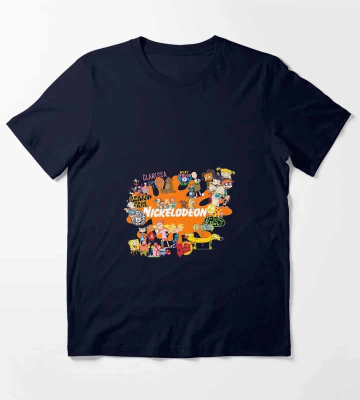 Nickelodeon 1990s kids cartoon TV programme mashup T-Shirt Navy