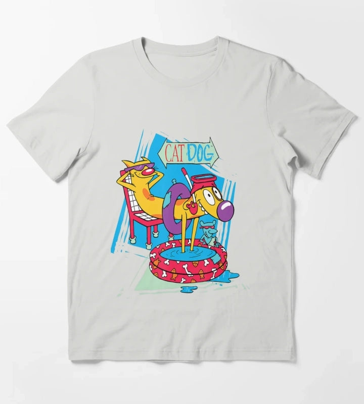 Nickelodeon Catdog Kiddie Pool Chilling T-Shirt Light Grey