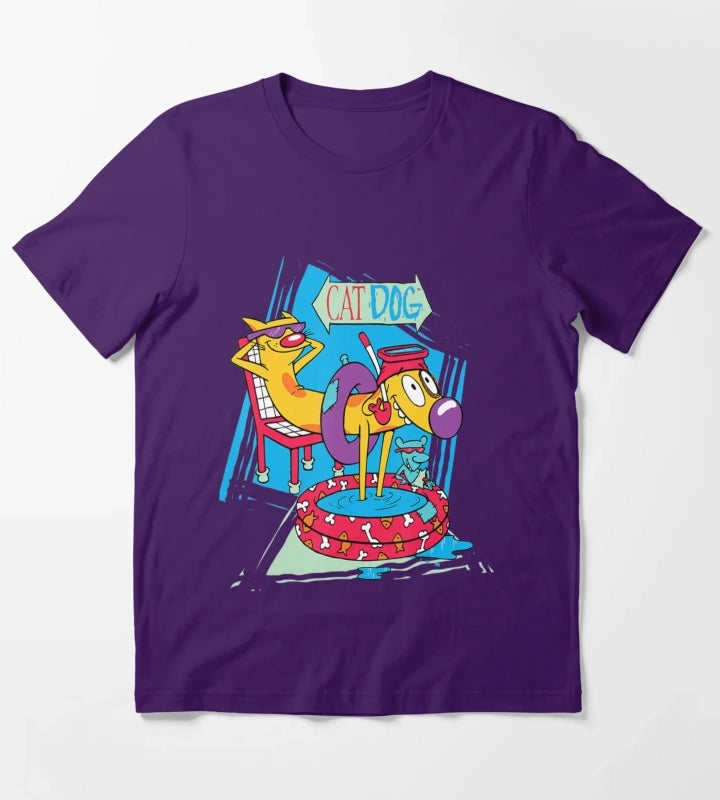 Nickelodeon Catdog Kiddie Pool Chilling T-Shirt Purple