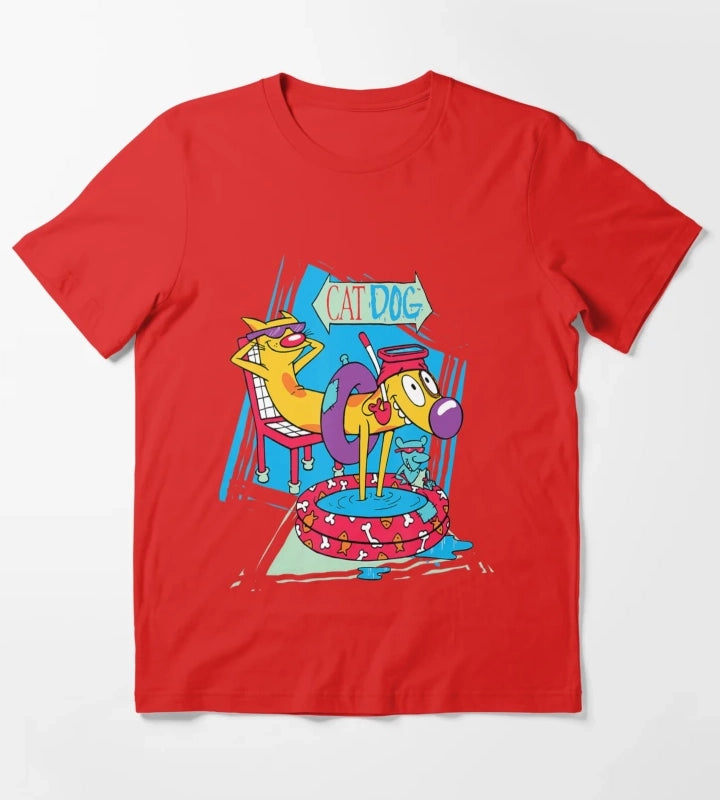 Nickelodeon Catdog Kiddie Pool Chilling T-Shirt Red
