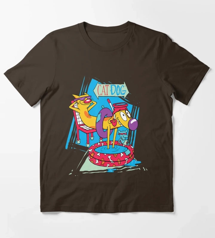 Nickelodeon Catdog Kiddie Pool Chilling T-Shirt Brown