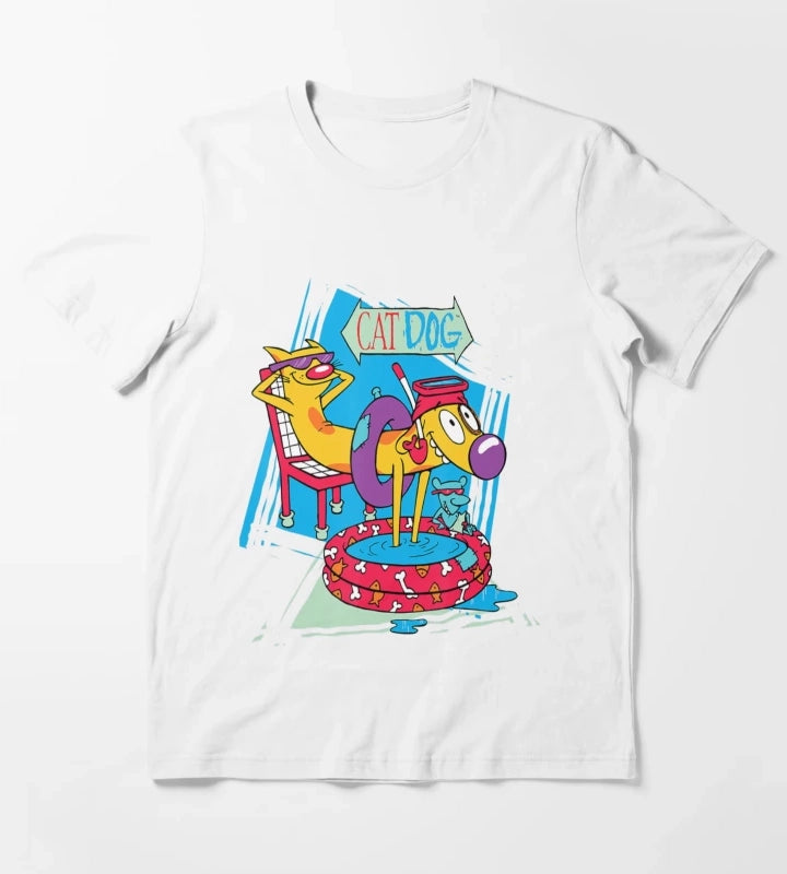 Nickelodeon Catdog Kiddie Pool Chilling T-Shirt White