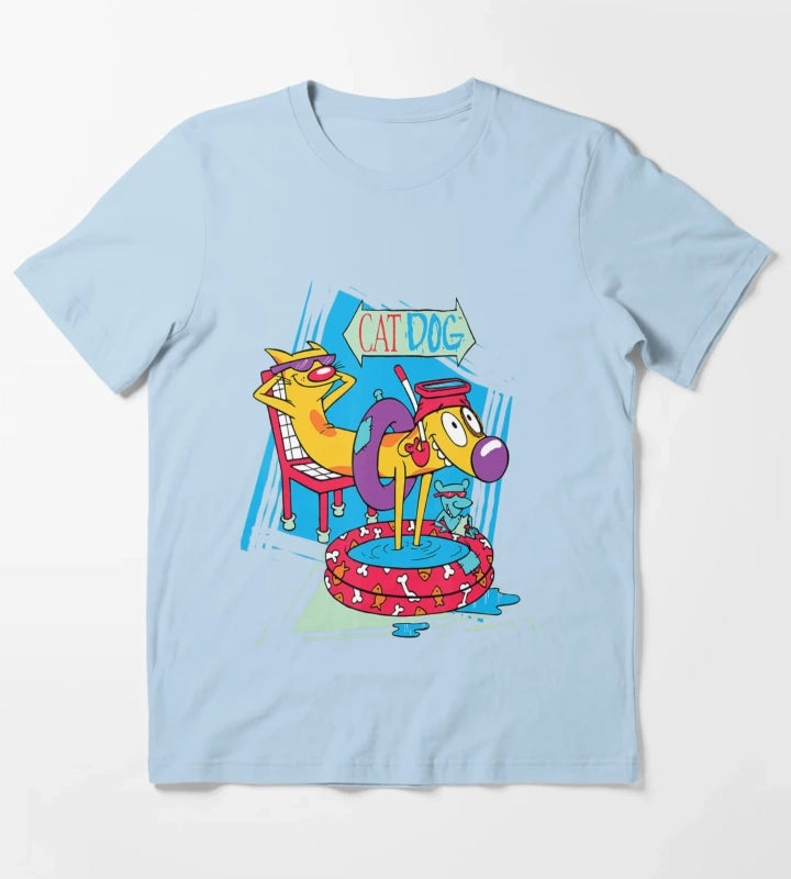 Nickelodeon Catdog Kiddie Pool Chilling T-Shirt Sky Blue