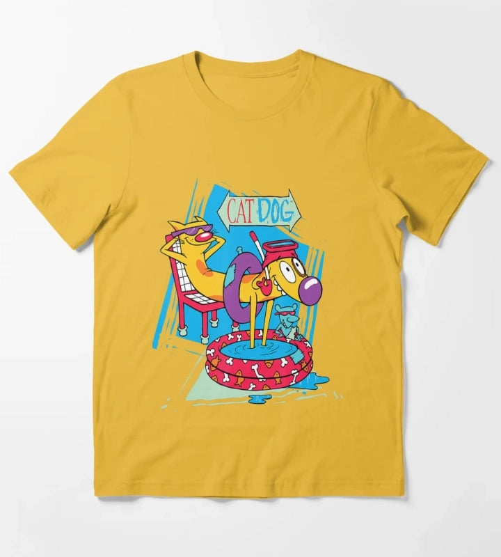 Nickelodeon Catdog Kiddie Pool Chilling T-Shirt Yellow