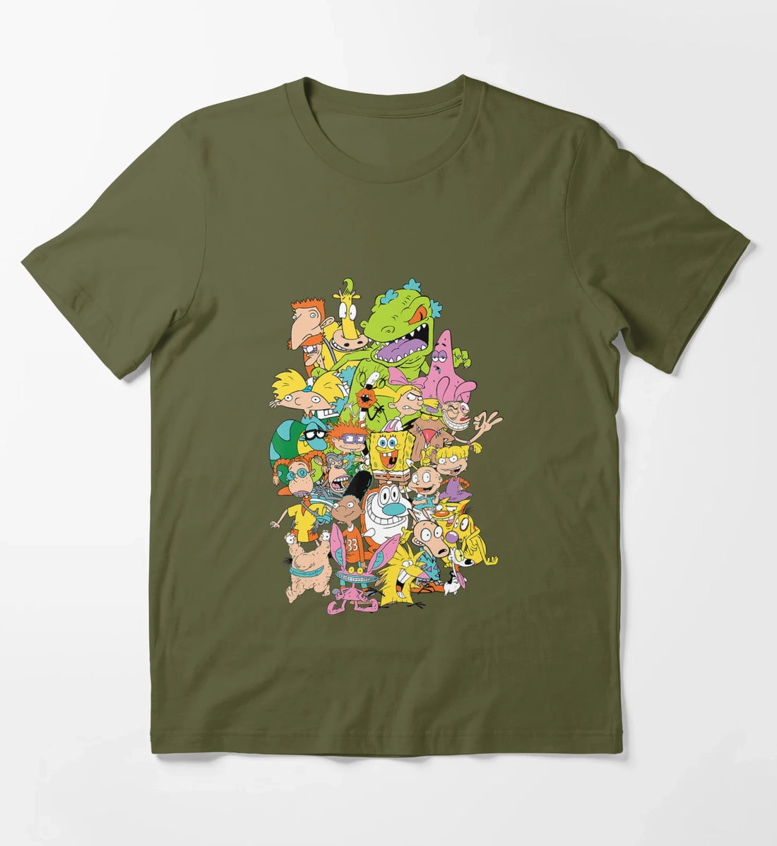 Nickelodeon Complete Nick 90S Throwback Character T-Shirt Olive Green
