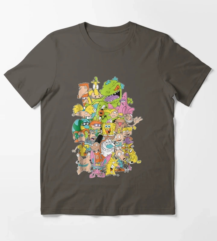 Nickelodeon Complete Nick 90s Throwback Character Classic TShirt T-Shirt Dark Grey