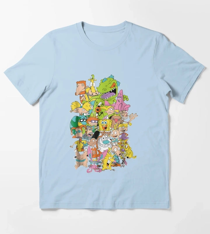 Nickelodeon Complete Nick 90s Throwback Character Classic TShirt T-Shirt Sky Blue