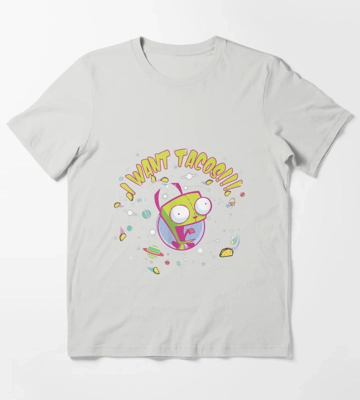 Nickelodeon Invader Zim GIR Wants Tacos T-Shirt Light Grey
