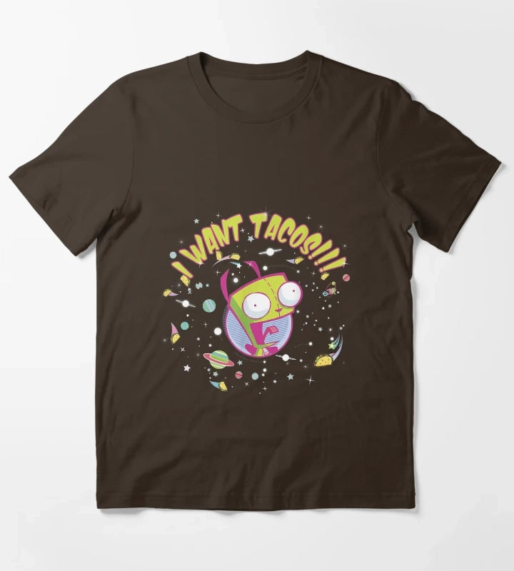 Nickelodeon Invader Zim GIR Wants Tacos T-Shirt Brown