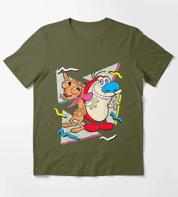 Nickelodeon Ren And Stimpy T-Shirt Olive Green