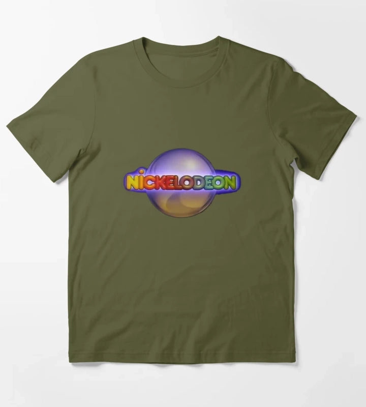 Nickelodeon Silver Ball Retro 80s T-Shirt Olive Green
