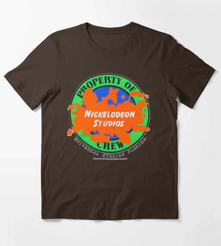 Nickelodeon Studios Property Of Crew Shirt Embossed Look T-Shirt Brown