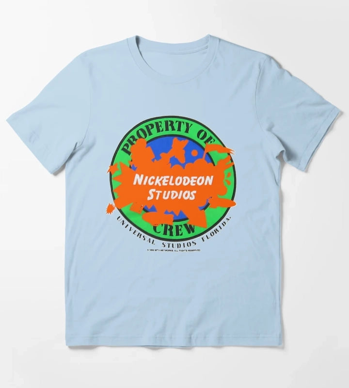 Nickelodeon Studios Property Of Crew Shirt Embossed Look T-Shirt Sky Blue