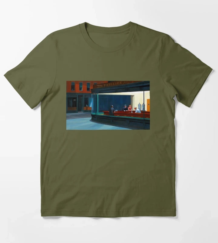 Nighthawks by Edward Hopper 1942 T-Shirt Olive Green
