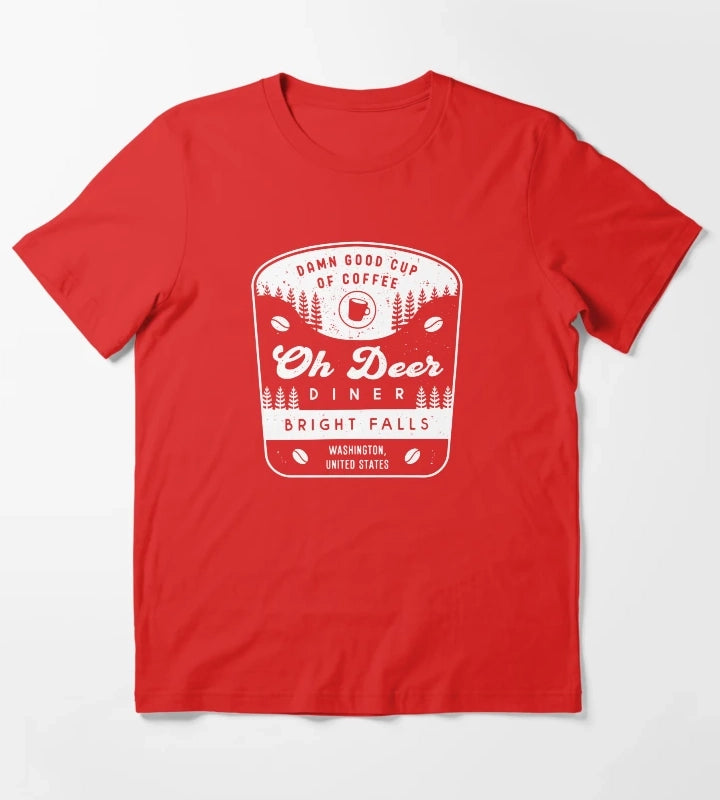 Oh Deer Diner Crest T-Shirt Red