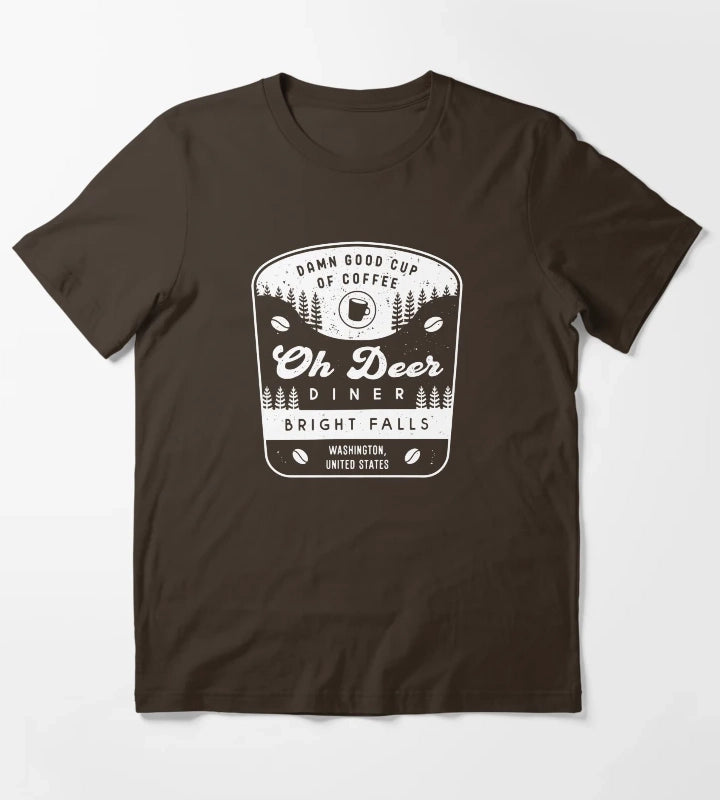 Oh Deer Diner Crest T-Shirt Brown
