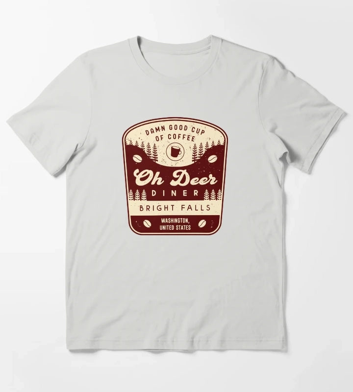 Oh Deer Diner Emblem T-Shirt Light Grey