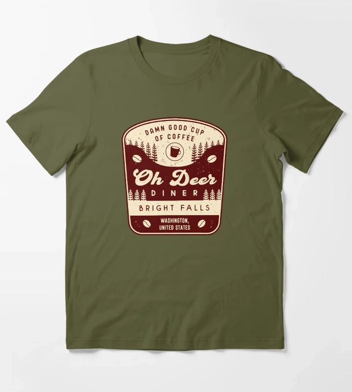 Oh Deer Diner Emblem T-Shirt Olive Green