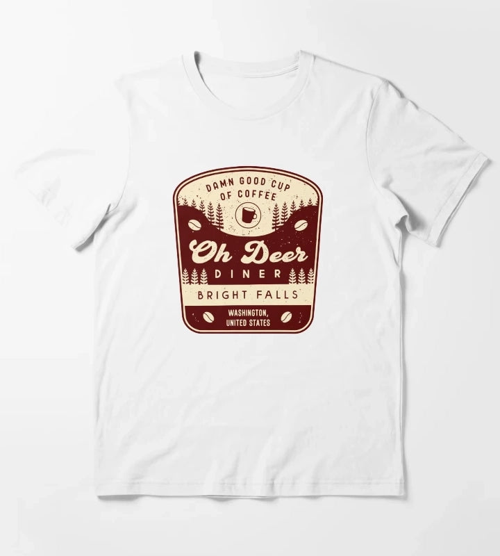 Oh Deer Diner Emblem T-Shirt White